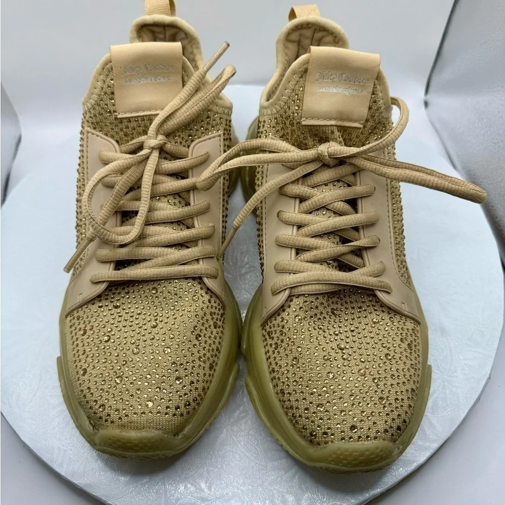 Juicy Couture Adana Natural‎ Rhinestone Lace Up Sneakers Women's Size Size 7.5